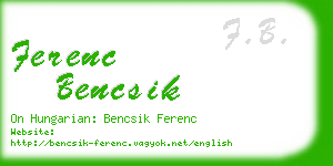 ferenc bencsik business card